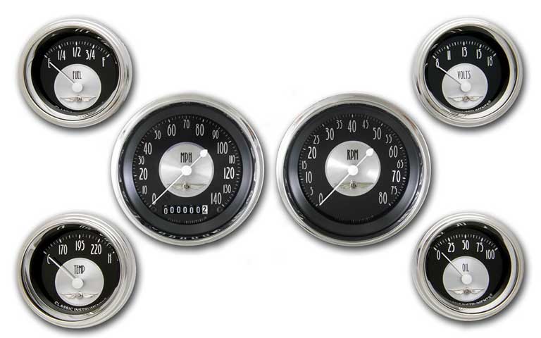 AT01SHC - All American Tradition 6 gauge set Speedometer Tachometer Fuel Temperature Volt Oil